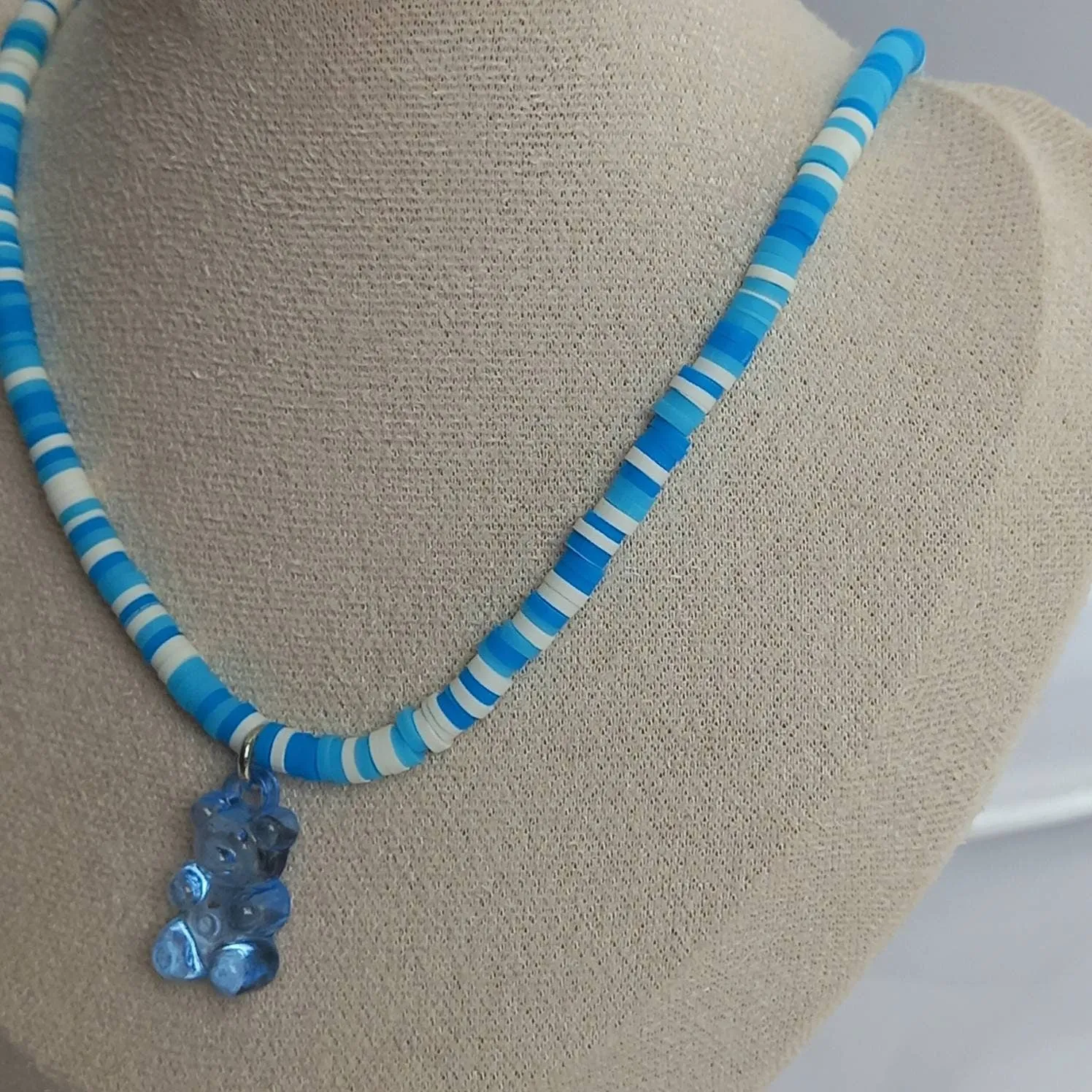 Blue Gummy Bear Bead Necklace -Blue Necklaces In The UK,Gummy Bear Necklaces,Blue Beaded Necklaces In The UK,Blue Beaded Jewellery In The UK