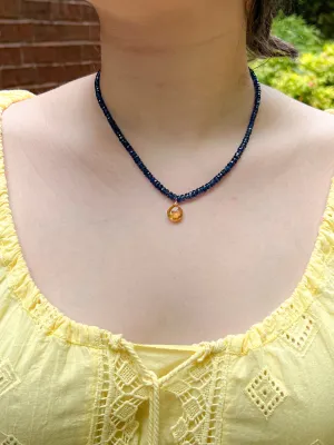 Blue Kyanite Necklace with Citrine Pendant