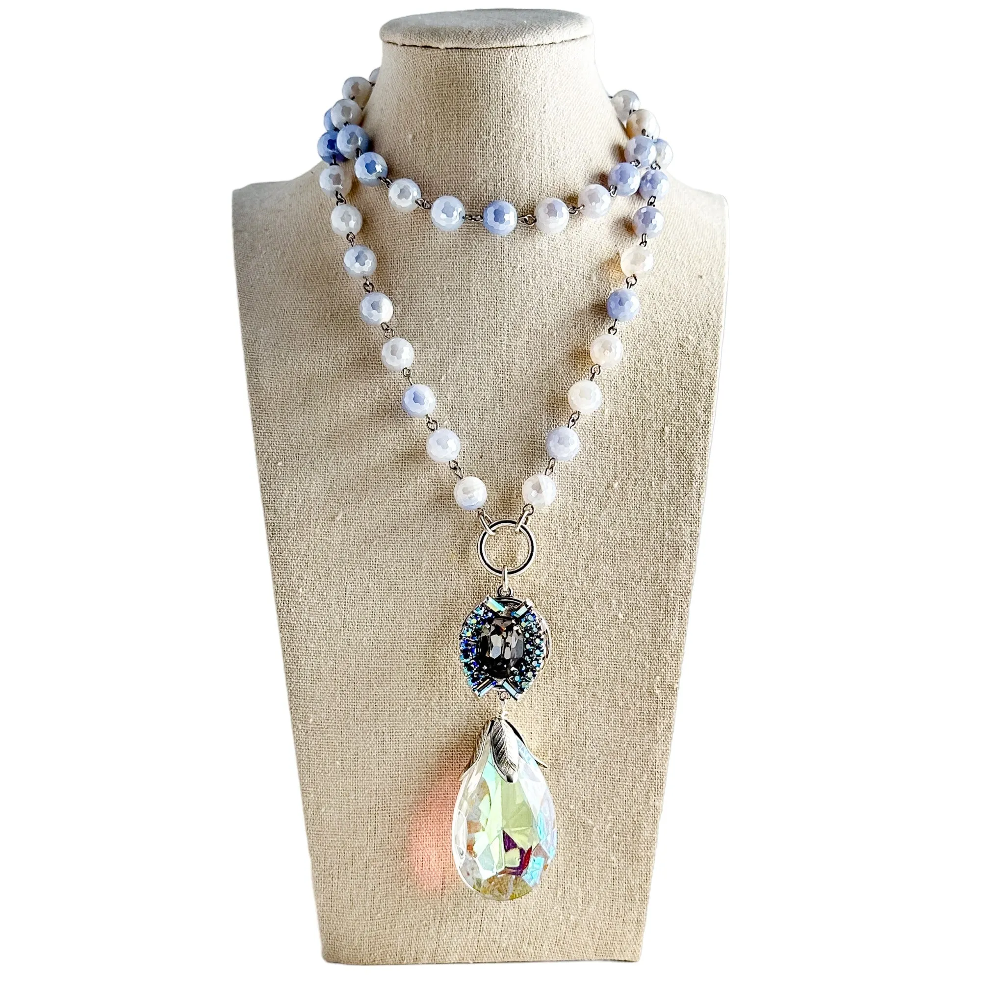 Blue Skies Long Beaded Bauble Necklace