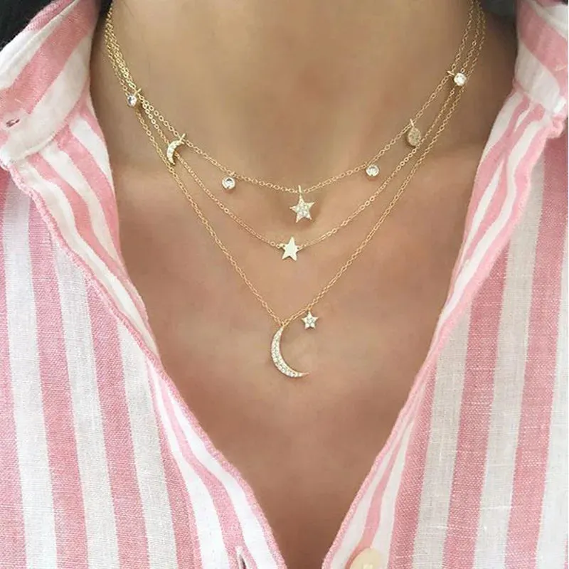 Bohemia Multilayer Crystal Butterfly Pendant Necklaces Women Hollow Heart Choker Necklace Fashion Jewelry Party