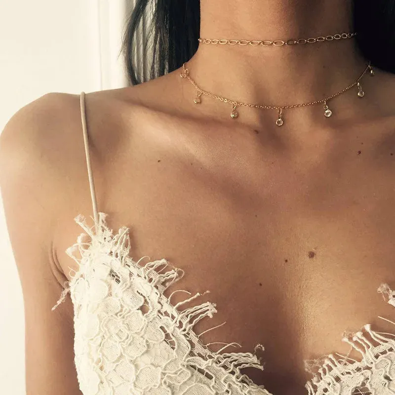 Bohemia Multilayer Crystal Butterfly Pendant Necklaces Women Hollow Heart Choker Necklace Fashion Jewelry Party