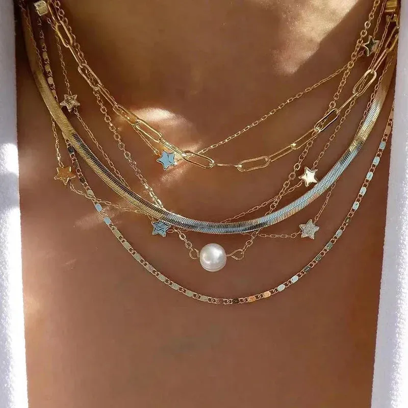 Bohemia Multilayer Crystal Butterfly Pendant Necklaces Women Hollow Heart Choker Necklace Fashion Jewelry Party