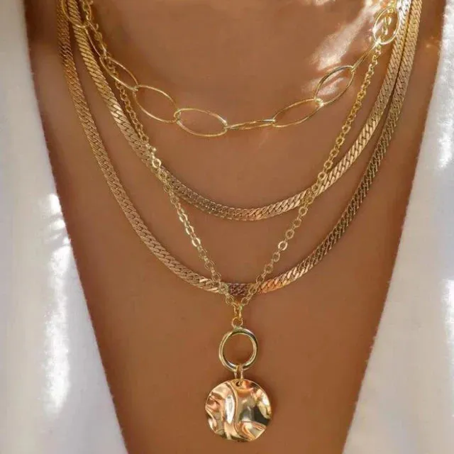 Bohemia Multilayer Crystal Butterfly Pendant Necklaces Women Hollow Heart Choker Necklace Fashion Jewelry Party