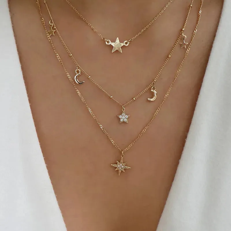 Bohemia Multilayer Crystal Butterfly Pendant Necklaces Women Hollow Heart Choker Necklace Fashion Jewelry Party