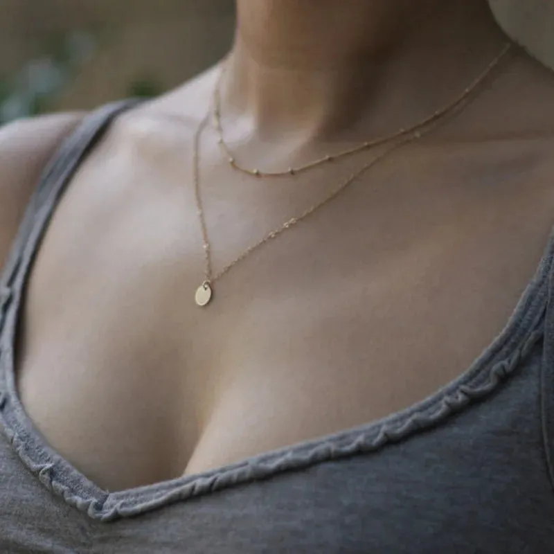 Bohemia Multilayer Round Crystal Pendant Necklaces For Women Snake Chain Choker Necklace Fashion Jewelry Party Gift