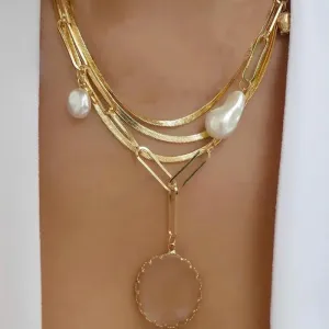 Bohemia Multilayer Round Crystal Pendant Necklaces For Women Snake Chain Choker Necklace Fashion Jewelry Party Gift