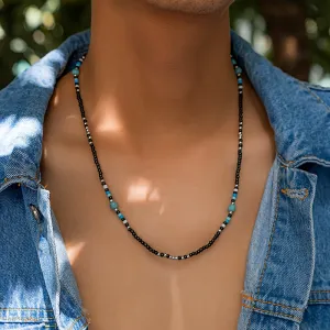 Bohemian Men's Turquoise Stone Beaded Necklace for Casual or Parties
