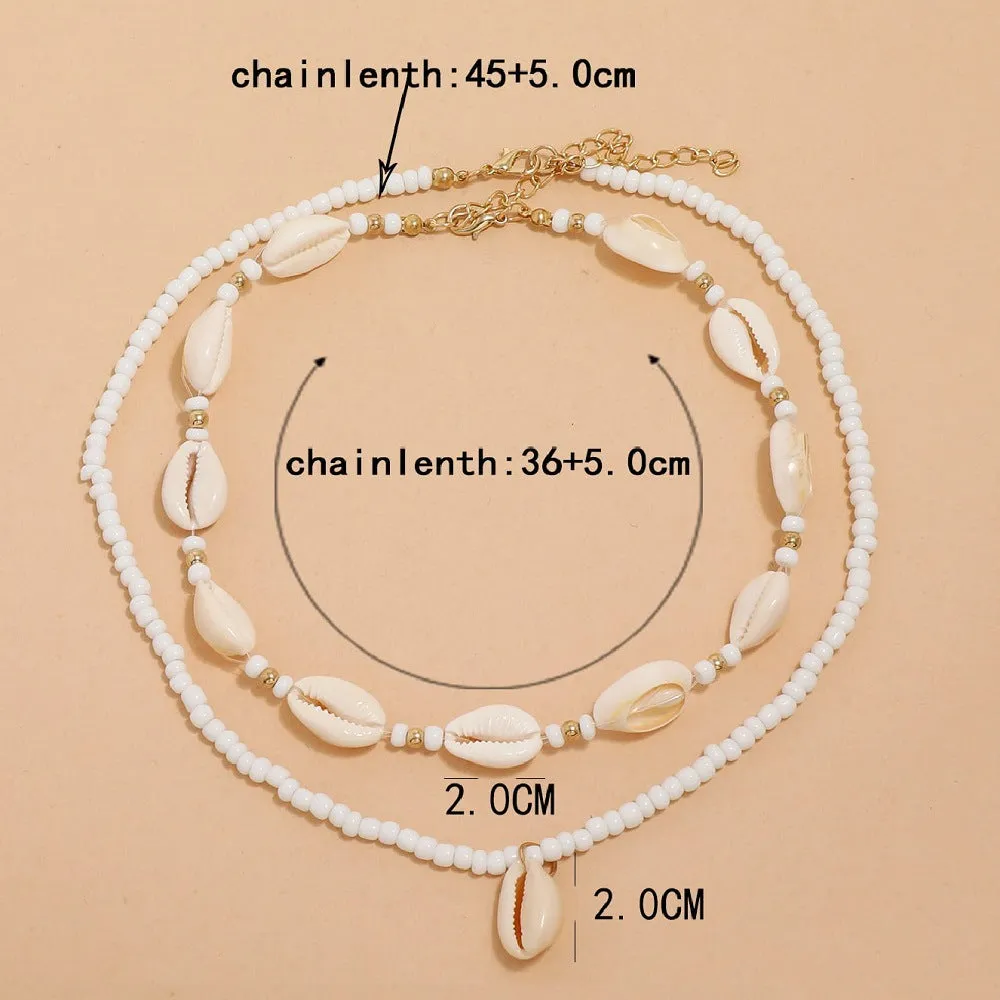 Bohemian Summer Sea Shell Choker Necklace Set