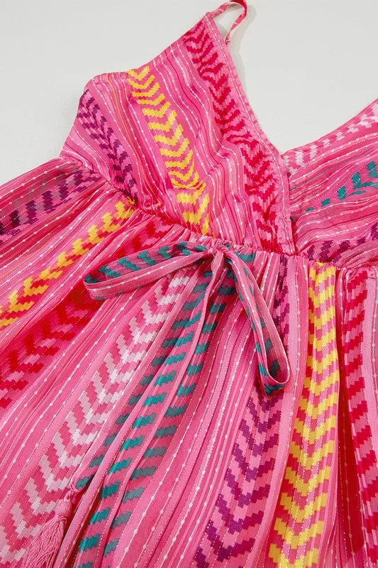Boho Vibes Striped Pink Maxi Dress