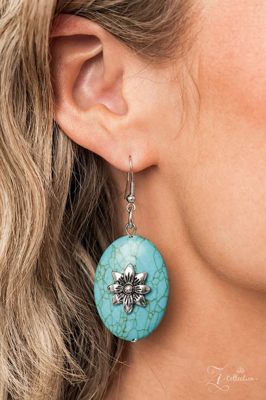 Bountiful - 2022 Zi Collection - Turquoise Stone Flower Applique Paparazzi Necklace