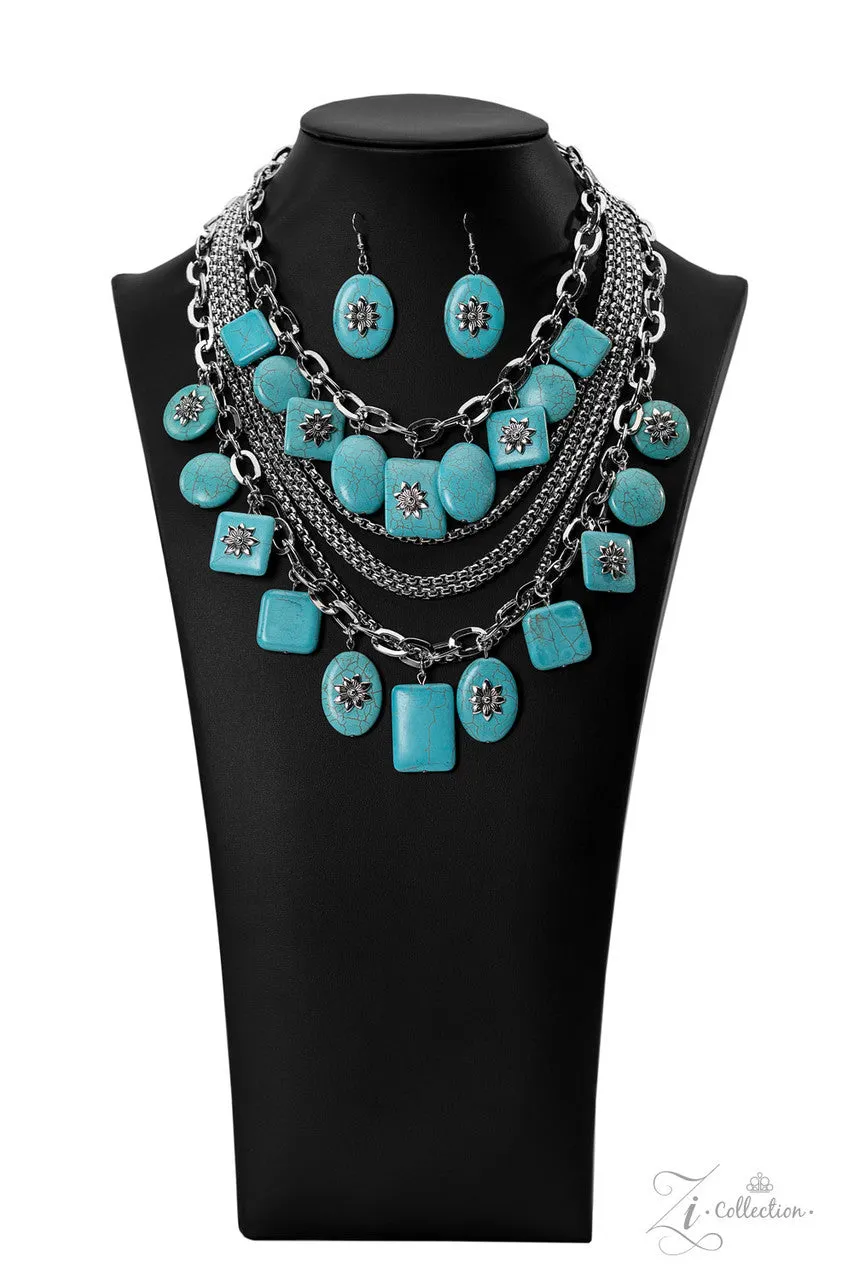 Bountiful - 2022 Zi Collection - Turquoise Stone Flower Applique Paparazzi Necklace