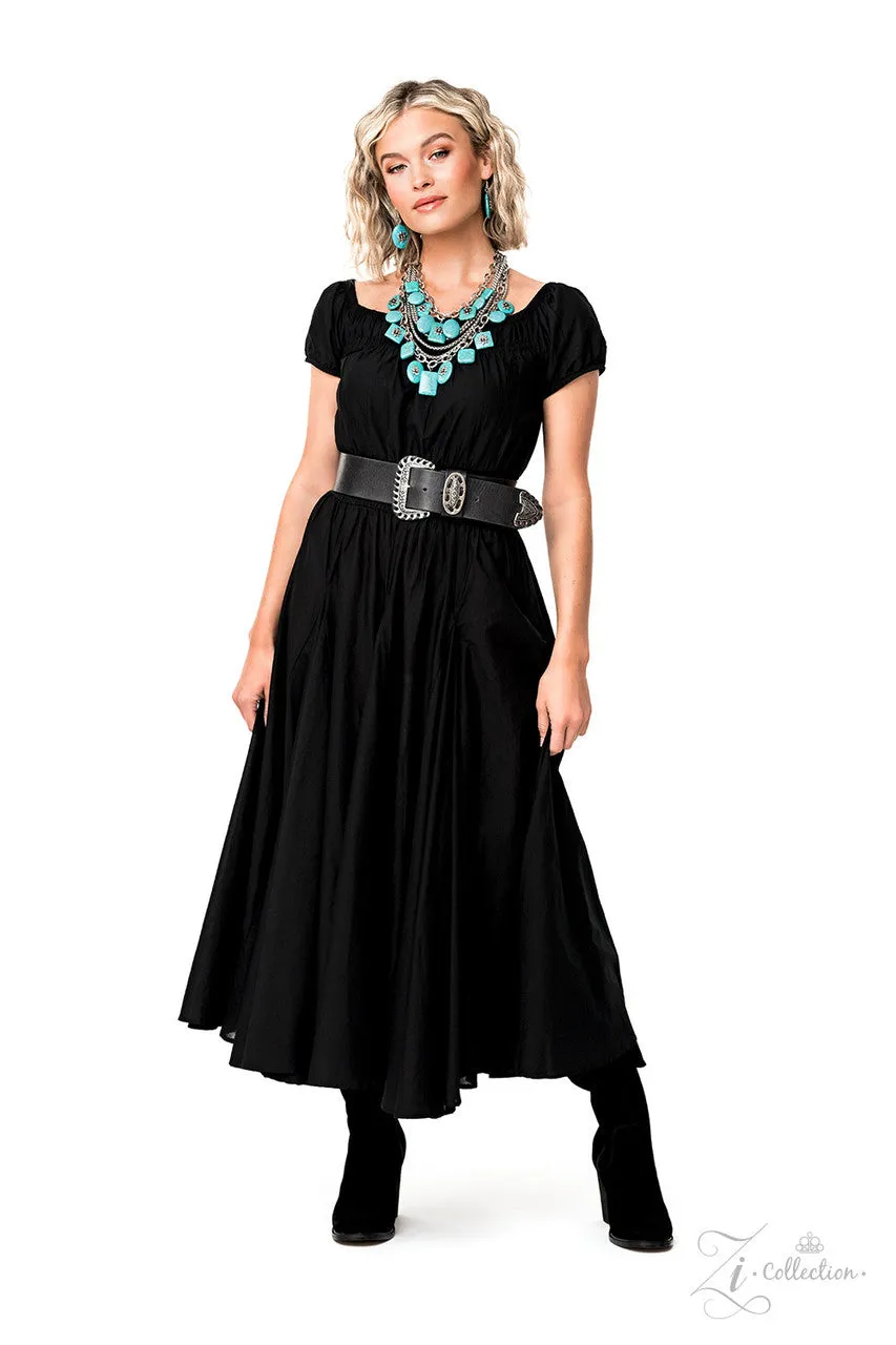 Bountiful - 2022 Zi Collection - Turquoise Stone Flower Applique Paparazzi Necklace