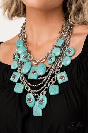 Bountiful - 2022 Zi Collection - Turquoise Stone Flower Applique Paparazzi Necklace