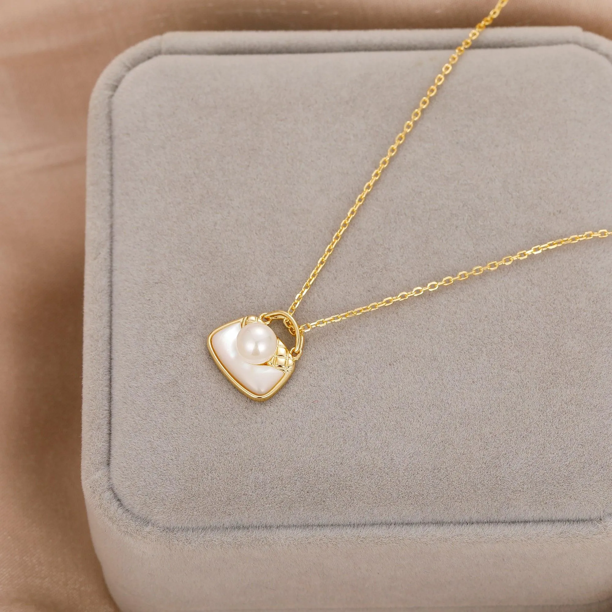 Bridesmaid Gift Necklace, 5.5mm Round Natural Shell Pearl Necklace, Sterling Silver Jewelry, Shell Necklace