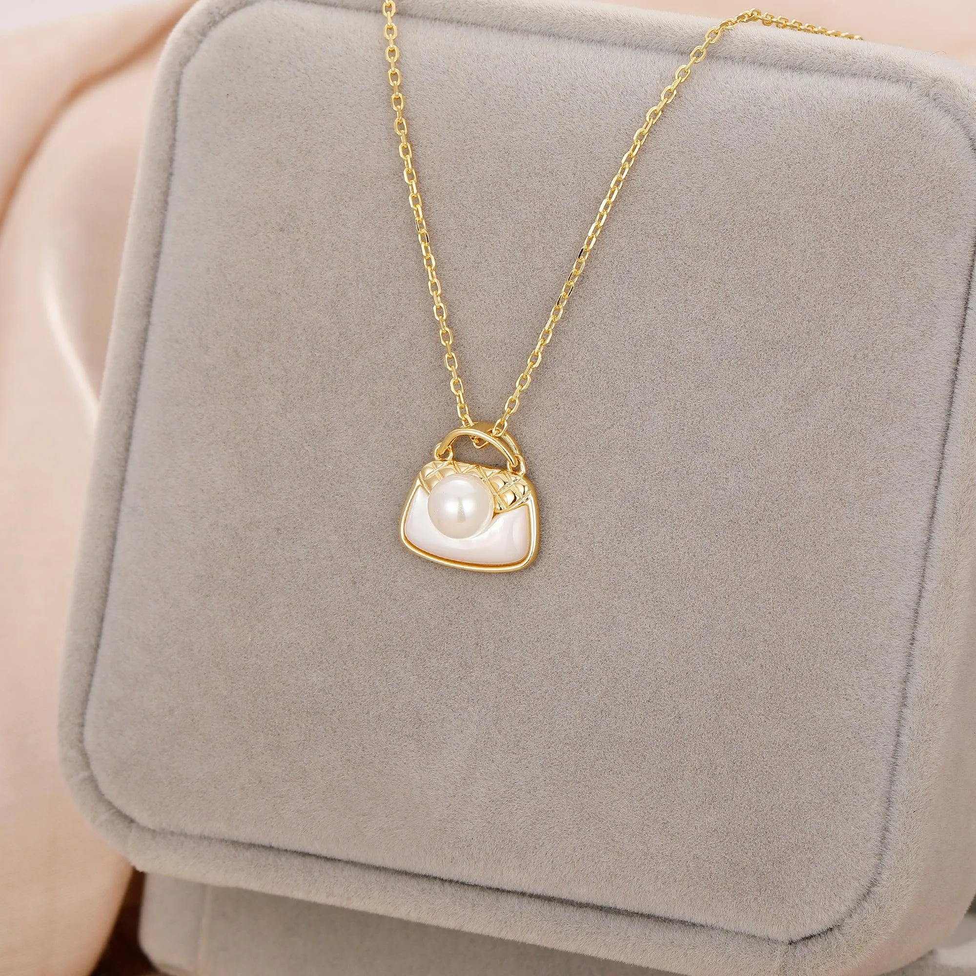 Bridesmaid Gift Necklace, 5.5mm Round Natural Shell Pearl Necklace, Sterling Silver Jewelry, Shell Necklace