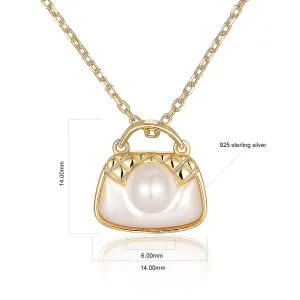 Bridesmaid Gift Necklace, 5.5mm Round Natural Shell Pearl Necklace, Sterling Silver Jewelry, Shell Necklace