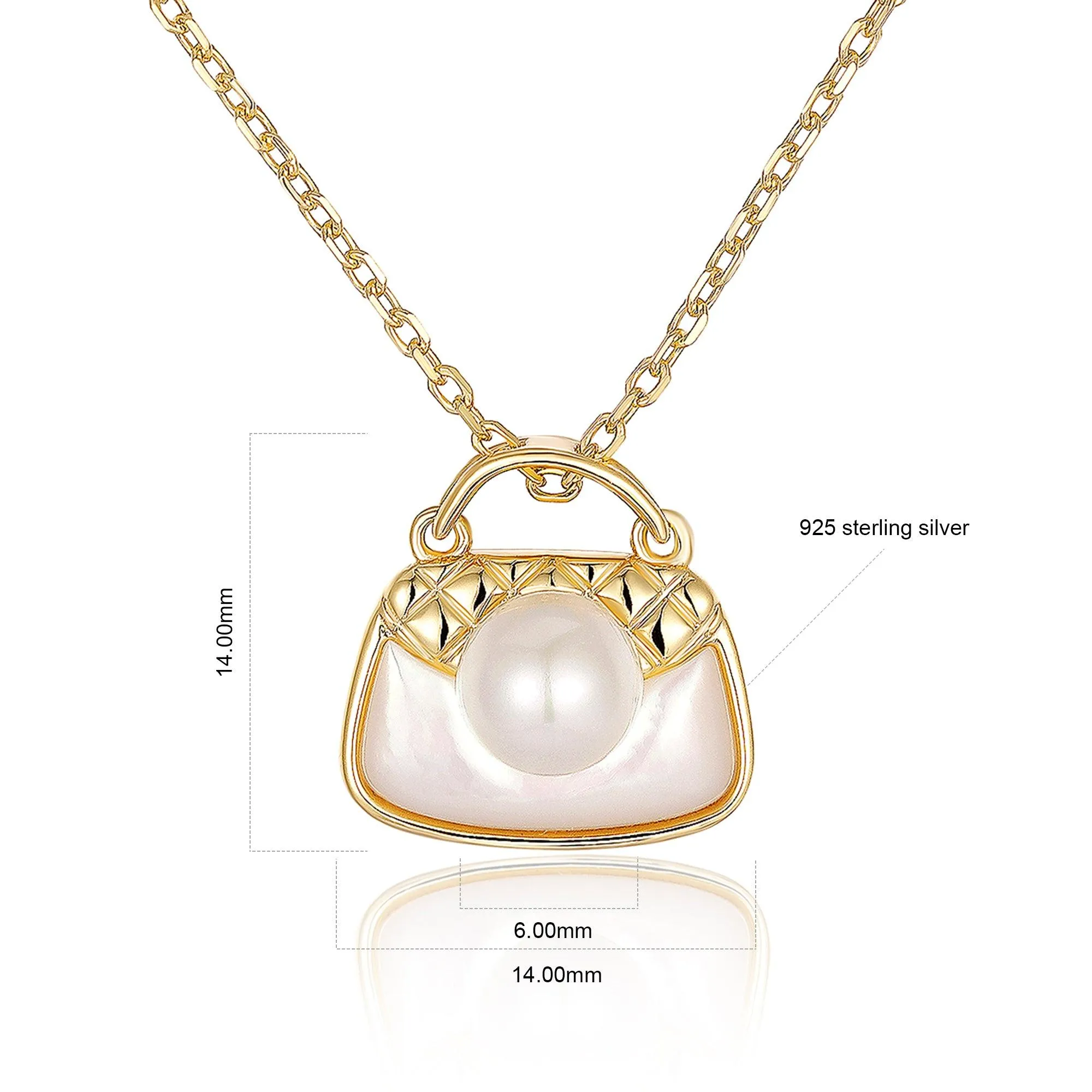 Bridesmaid Gift Necklace, 5.5mm Round Natural Shell Pearl Necklace, Sterling Silver Jewelry, Shell Necklace