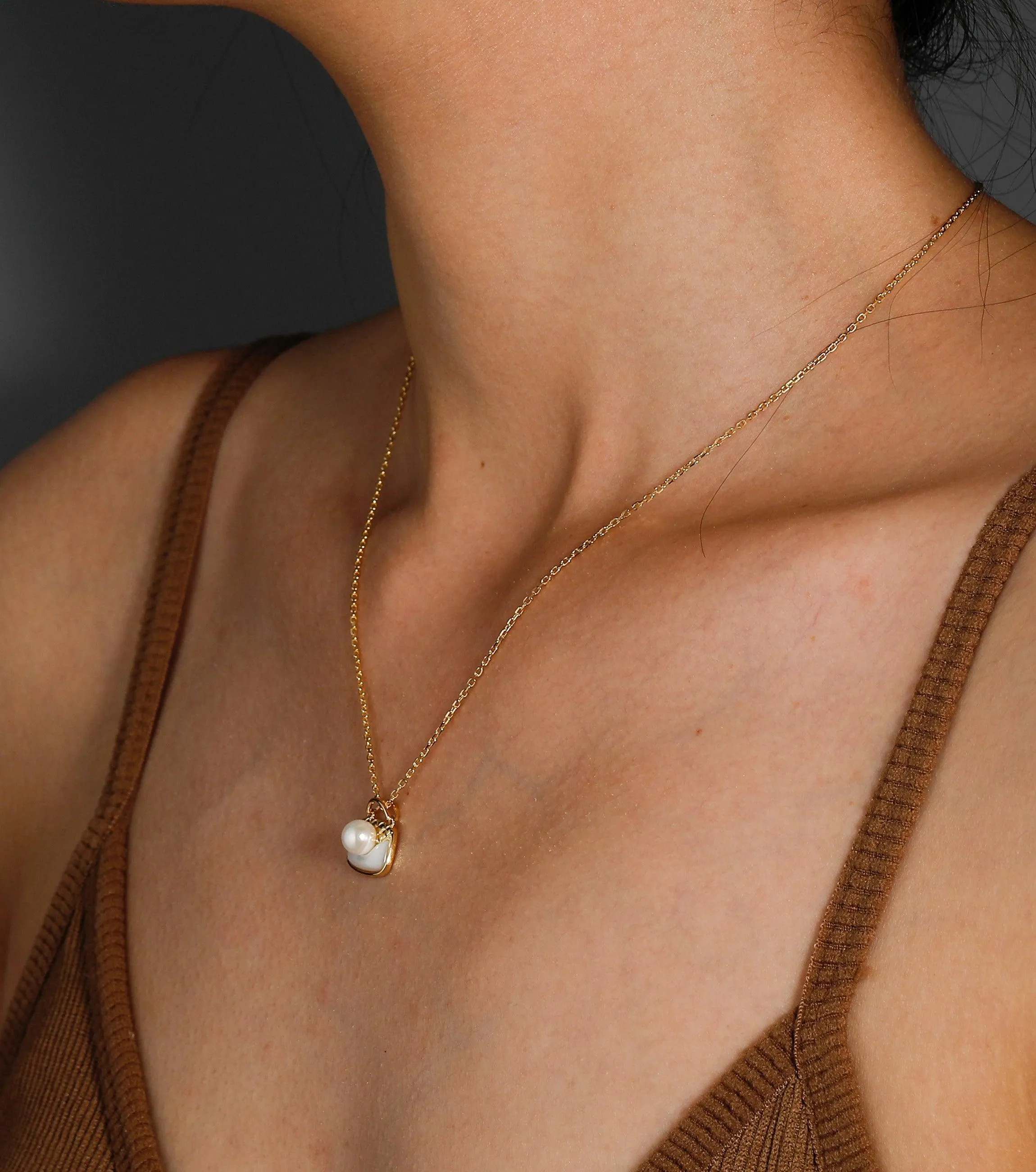 Bridesmaid Gift Necklace, 5.5mm Round Natural Shell Pearl Necklace, Sterling Silver Jewelry, Shell Necklace
