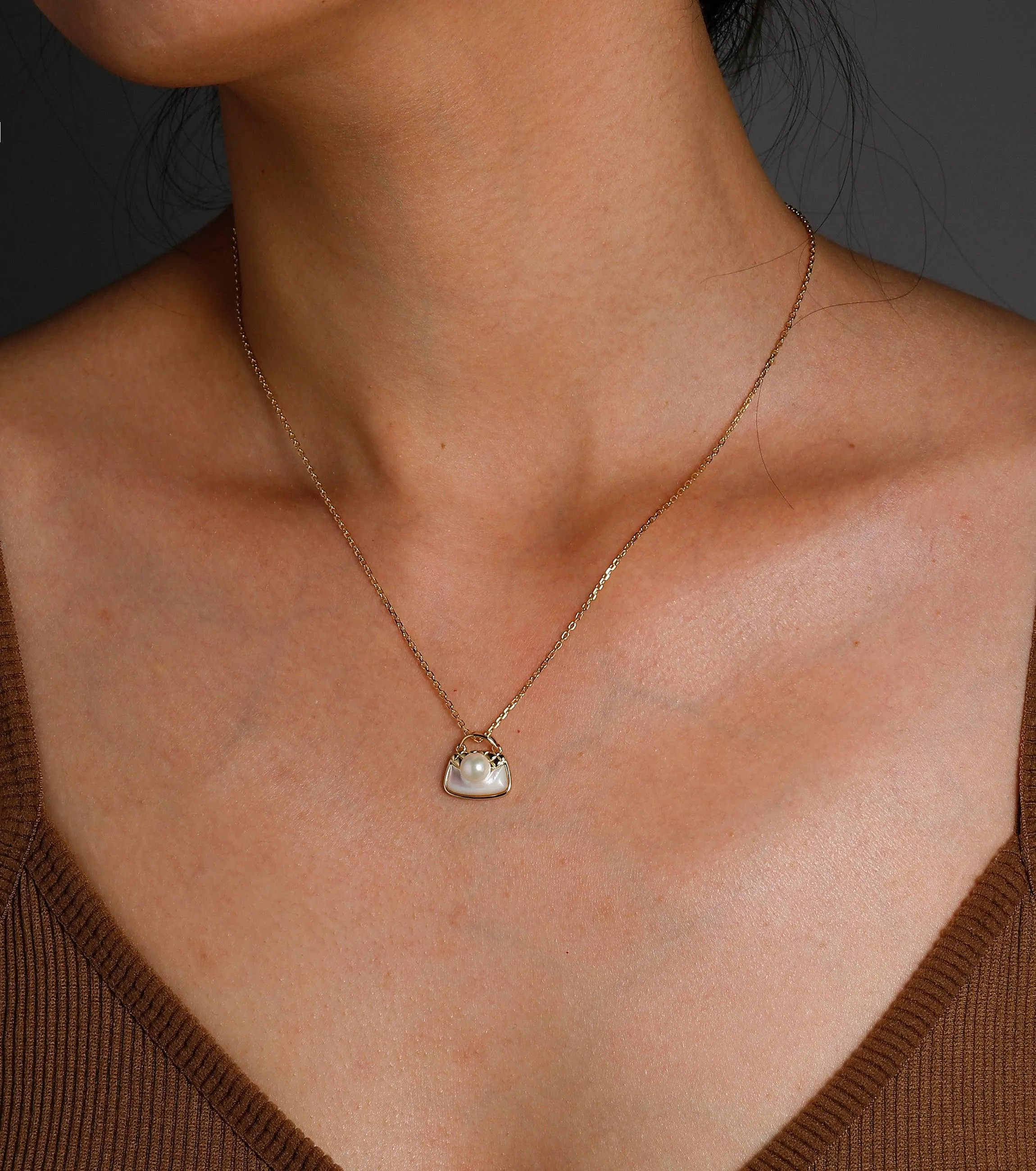 Bridesmaid Gift Necklace, 5.5mm Round Natural Shell Pearl Necklace, Sterling Silver Jewelry, Shell Necklace