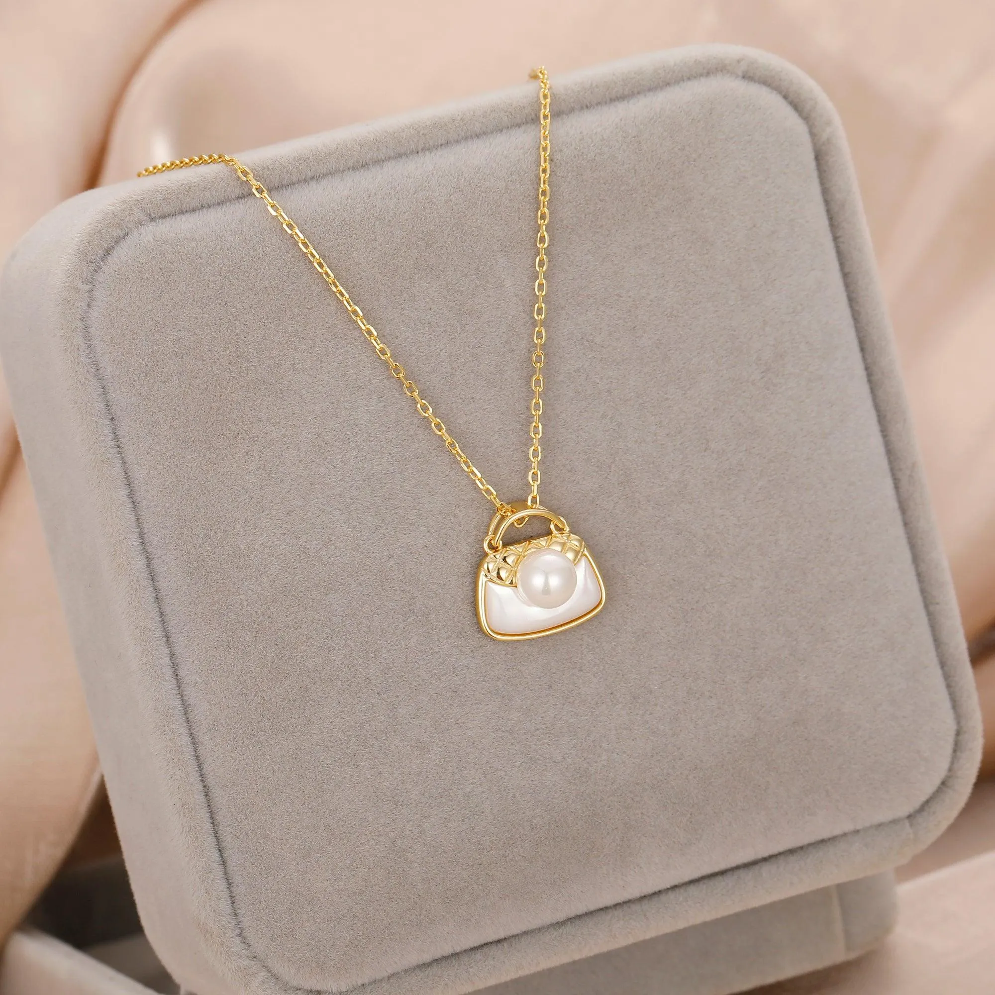 Bridesmaid Gift Necklace, 5.5mm Round Natural Shell Pearl Necklace, Sterling Silver Jewelry, Shell Necklace