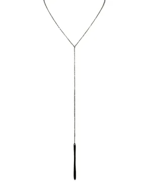 Brunello Cucinelli Blackened Sterling Siver Y Chain Lariat Necklace