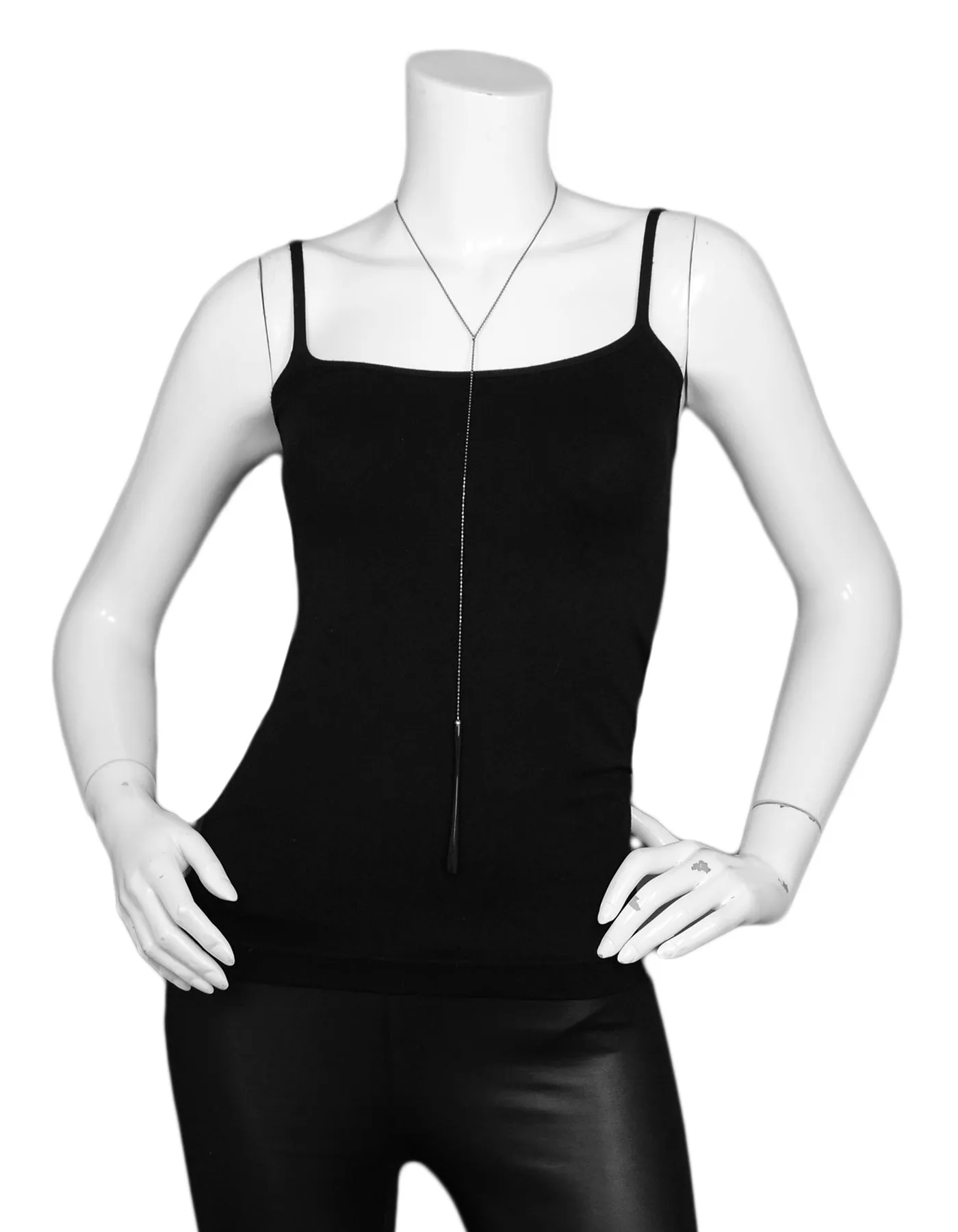 Brunello Cucinelli Blackened Sterling Siver Y Chain Lariat Necklace