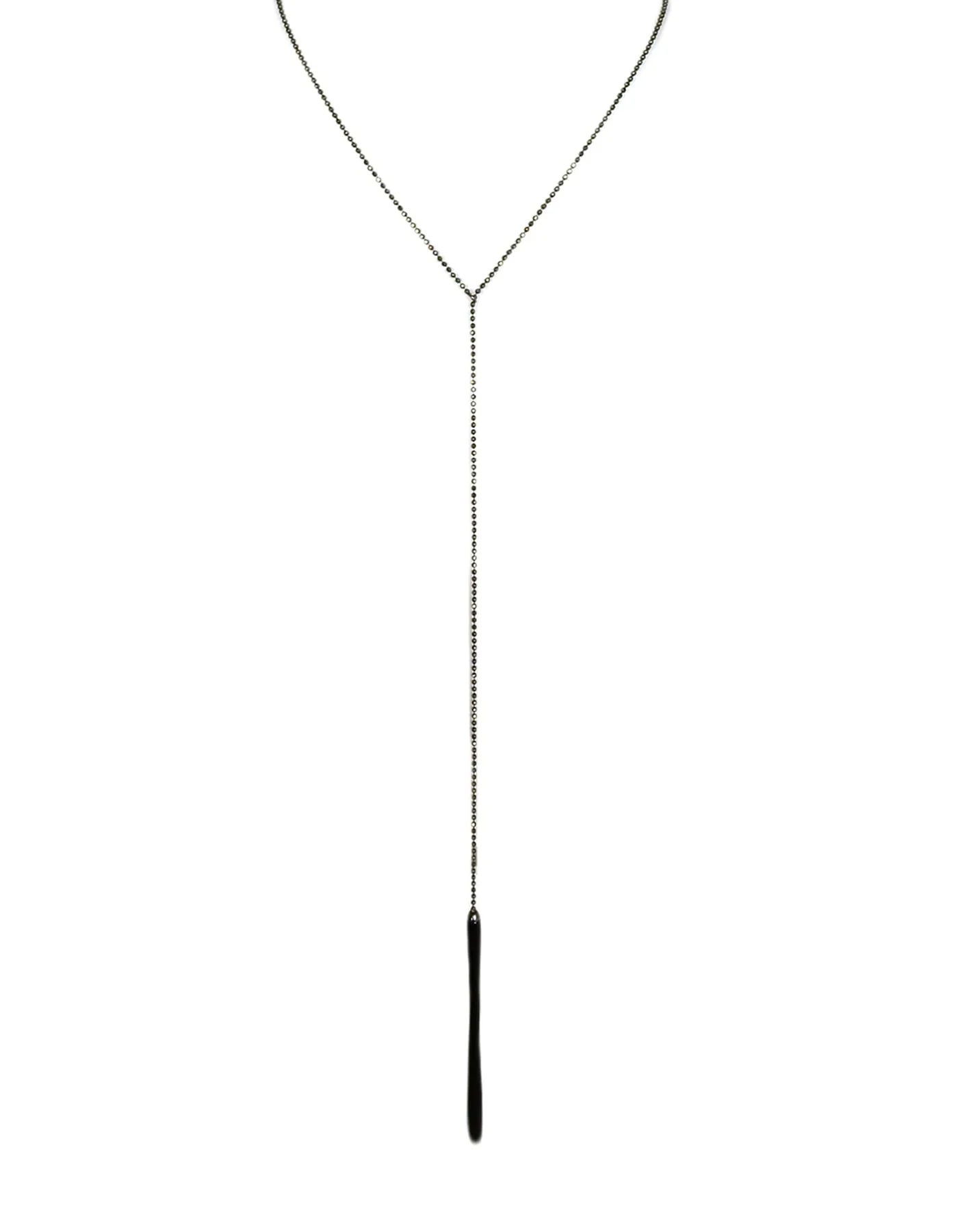 Brunello Cucinelli Blackened Sterling Siver Y Chain Lariat Necklace