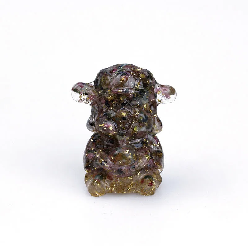 Buddha Stones God of Wealth Amethyst Crystal Resin Energy Fortune Home Decoration