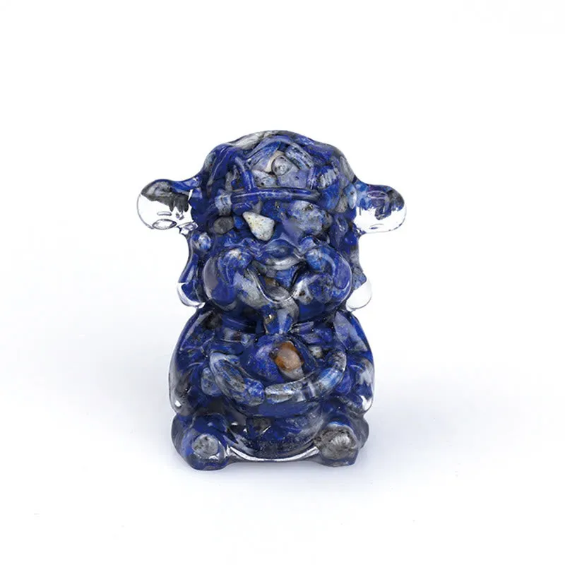 Buddha Stones God of Wealth Amethyst Crystal Resin Energy Fortune Home Decoration