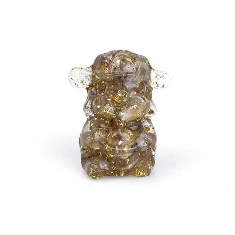 Buddha Stones God of Wealth Amethyst Crystal Resin Energy Fortune Home Decoration