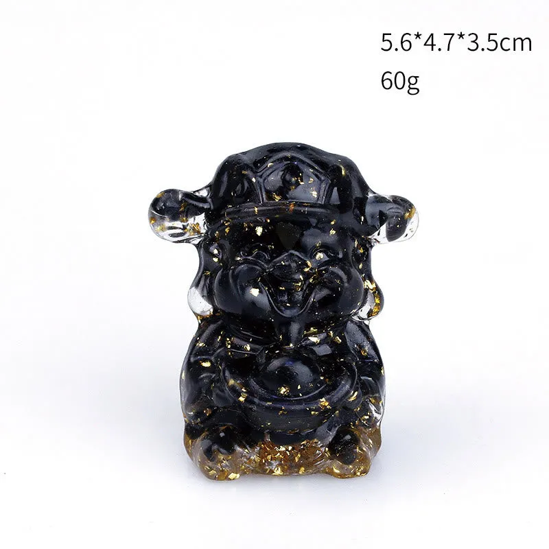Buddha Stones God of Wealth Amethyst Crystal Resin Energy Fortune Home Decoration