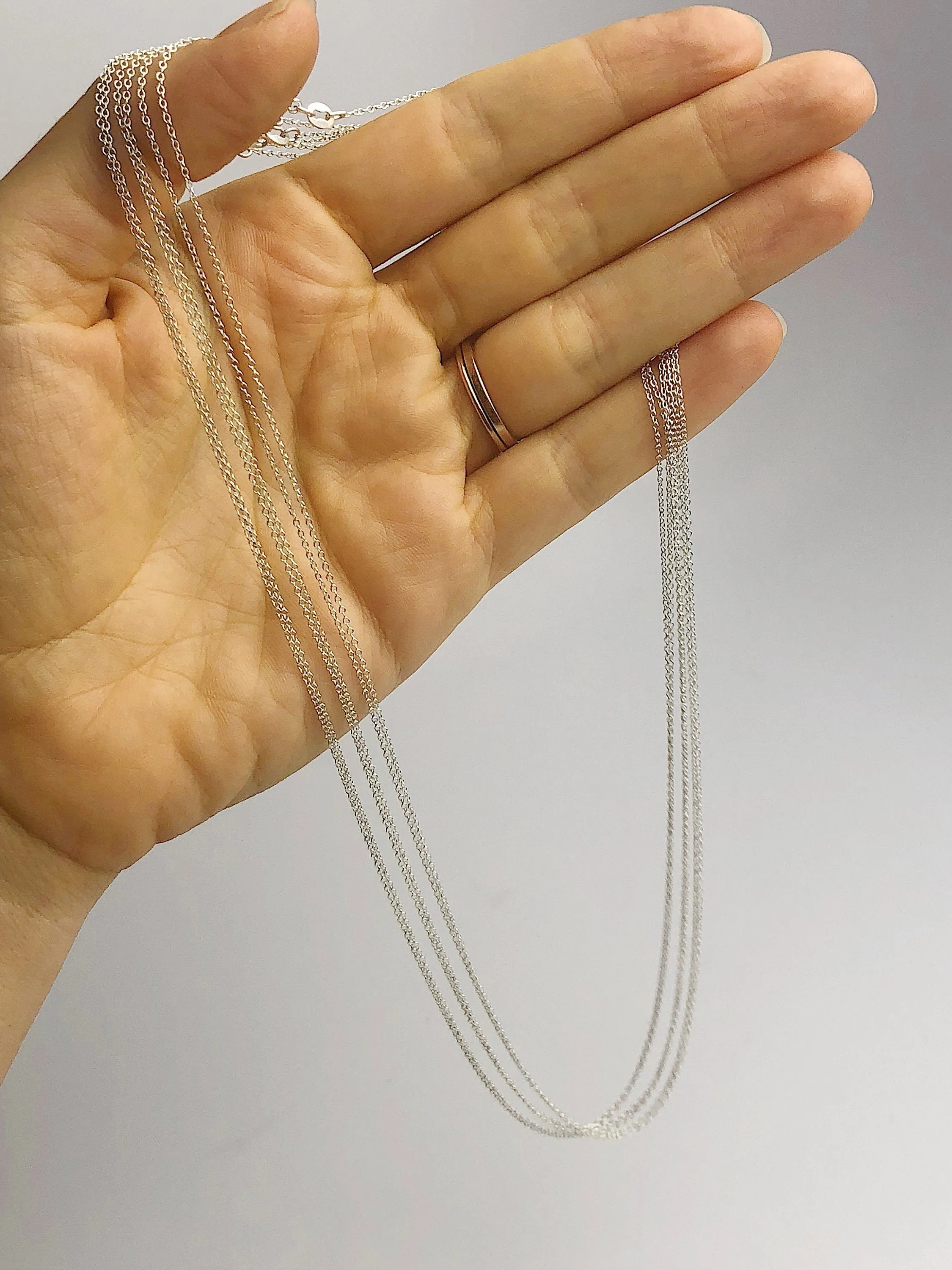 Bulk Quantity - 22" 925 Sterling Silver Anti Tarnish Alloy - 1mm Round Cable Chain Necklaces