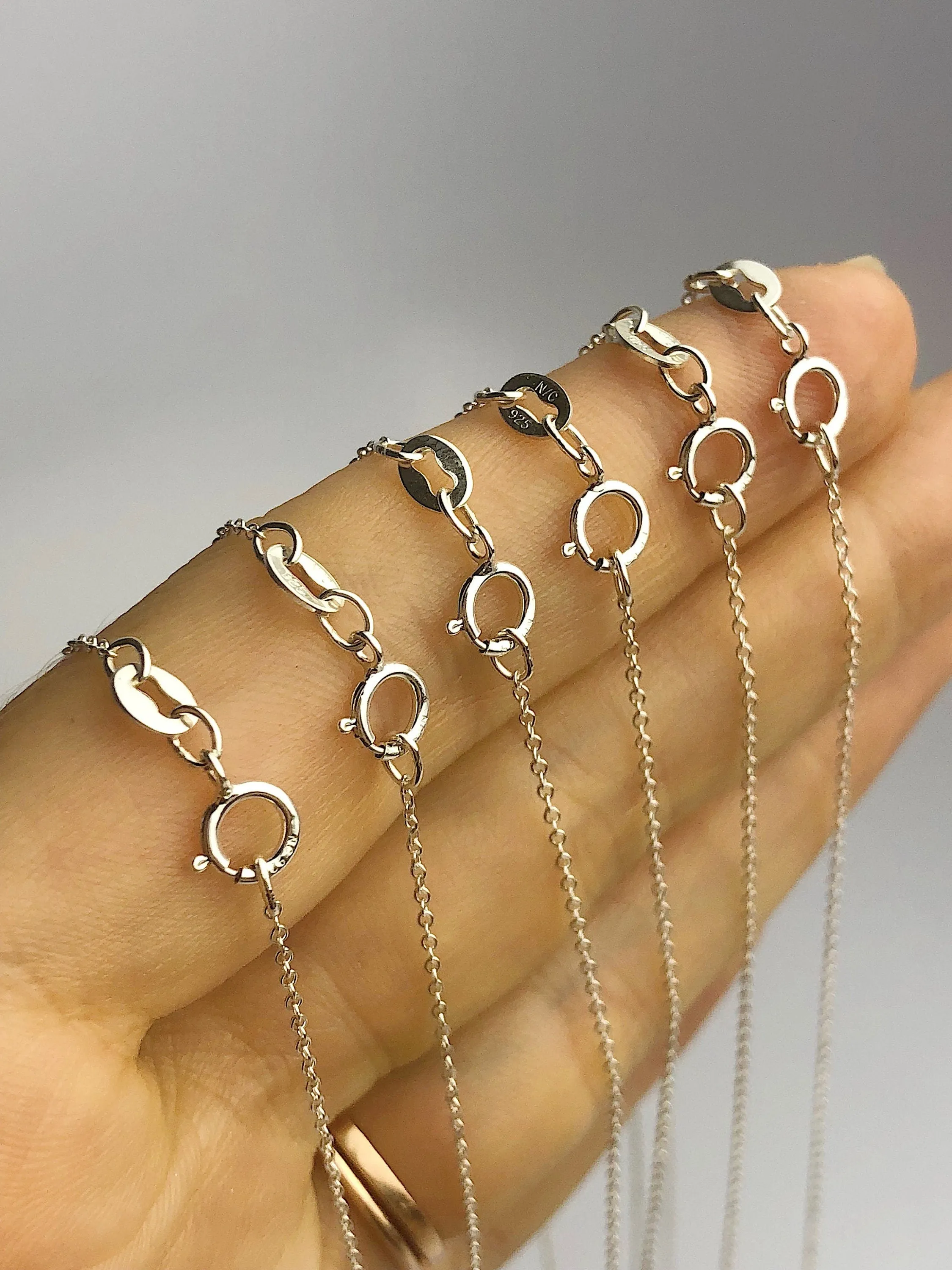 Bulk Quantity - 22" 925 Sterling Silver Anti Tarnish Alloy - 1mm Round Cable Chain Necklaces