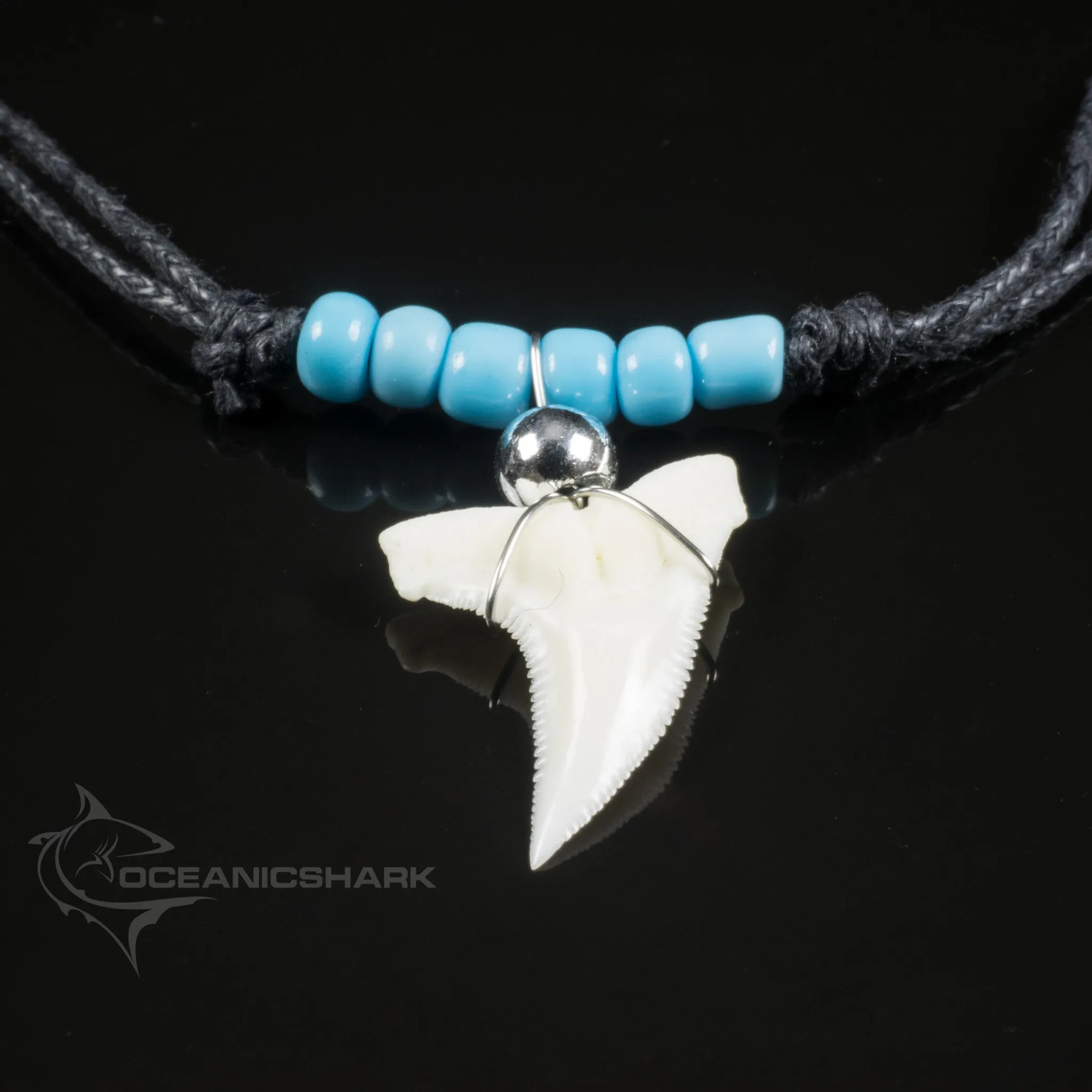 Bulk Shark Tooth Necklaces Turquoise 40 pcs c1-bulk
