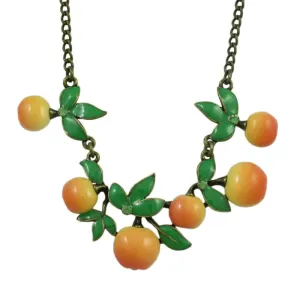 Bunch of Enamel Oranges with Leaves Necklace - FN404