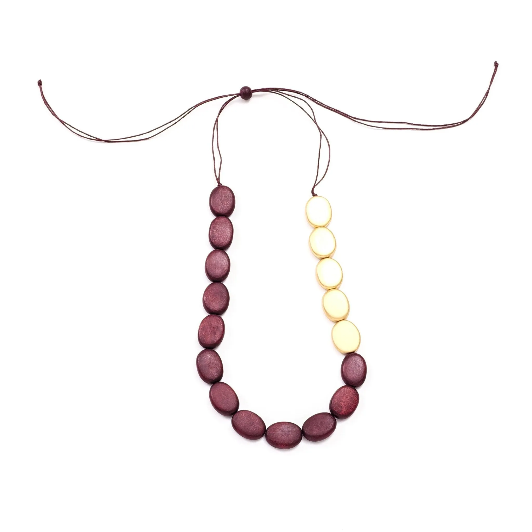 Burgundy and Gold Necklace - Guija Wooden Necklaces
