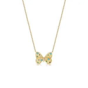 Butterfly Necklace with Mixed Gemstones
