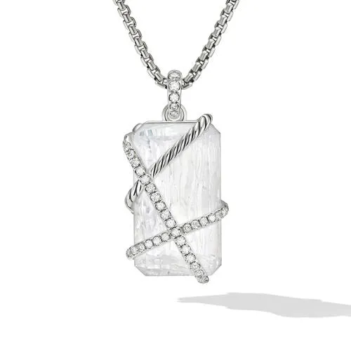 Cable Wrap Amulet in Sterling Silver with Crystal and Diamonds