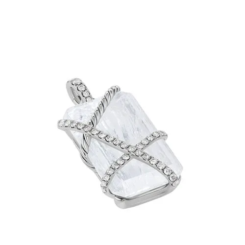 Cable Wrap Amulet in Sterling Silver with Crystal and Diamonds