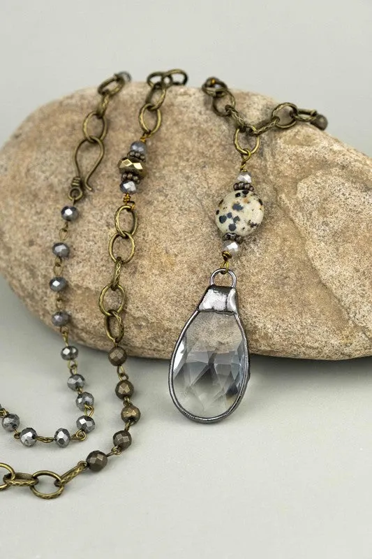 Cali 24" Bronze Chain and Crystal Bead Necklace