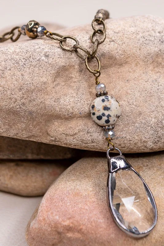 Cali 24" Bronze Chain and Crystal Bead Necklace