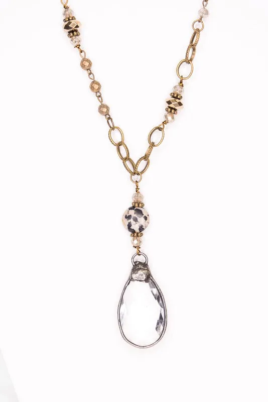 Cali 24" Bronze Chain and Crystal Bead Necklace