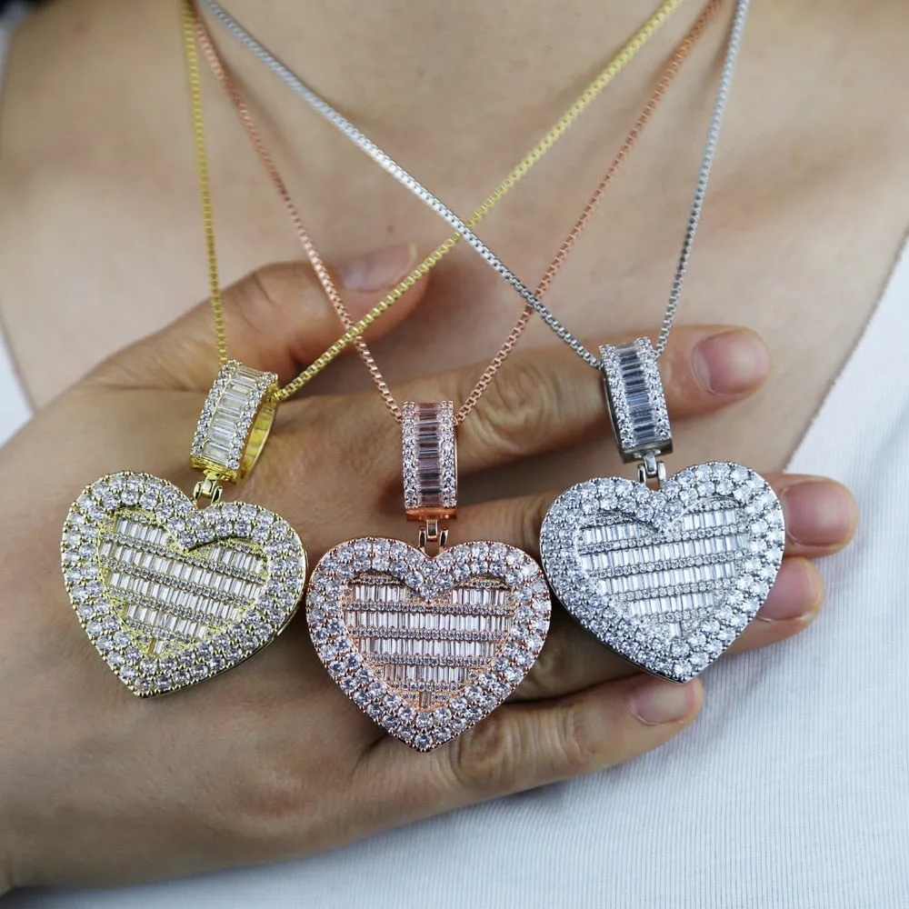 Can Be Opened Heart-shaped Photo Pendant Necklace