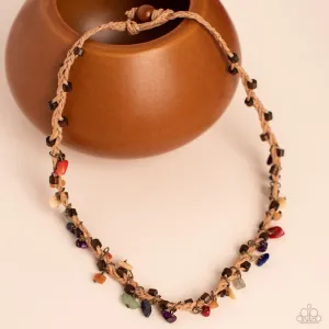 Canyon Voyage - Multi - Natural Stone Braided Twine Paparazzi Short Necklace