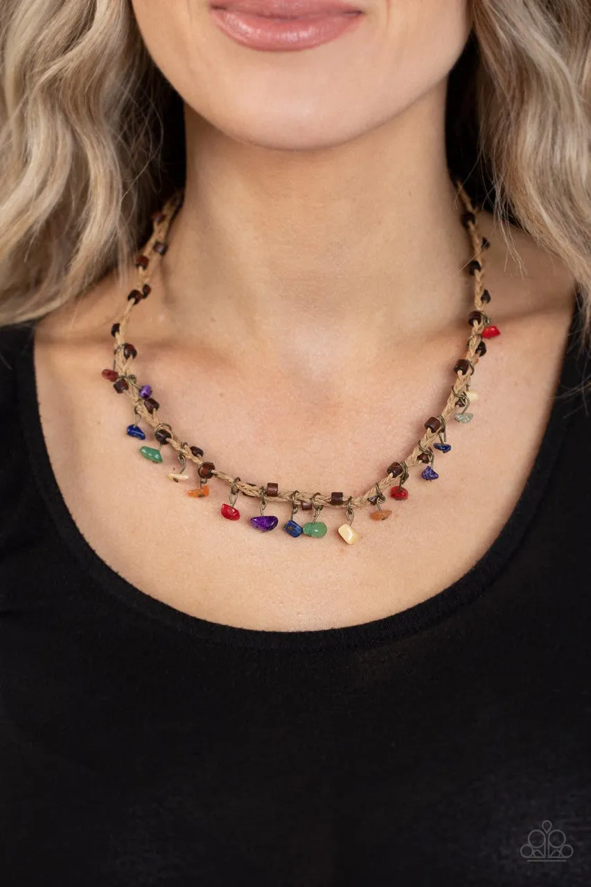 Canyon Voyage - Multi - Natural Stone Braided Twine Paparazzi Short Necklace