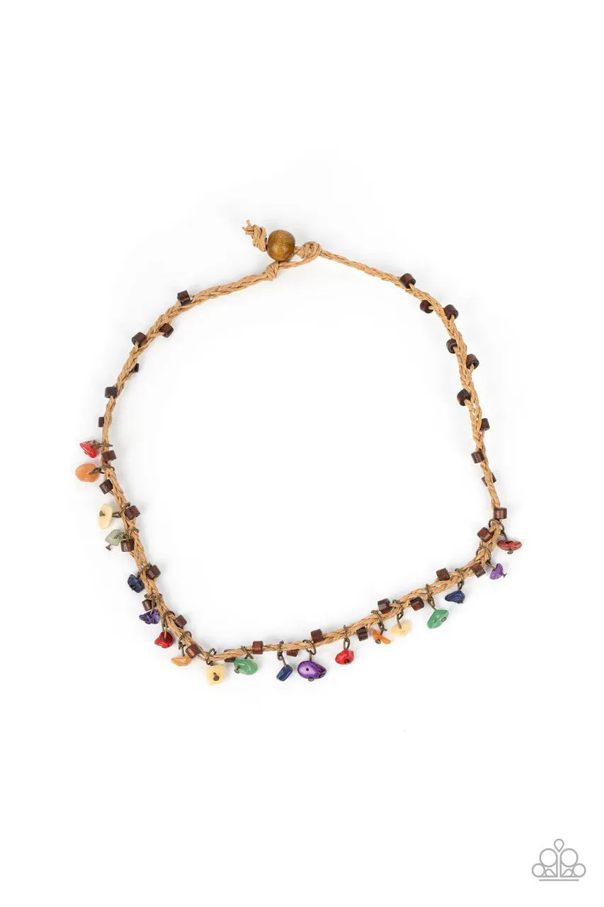 Canyon Voyage - Multi - Natural Stone Braided Twine Paparazzi Short Necklace