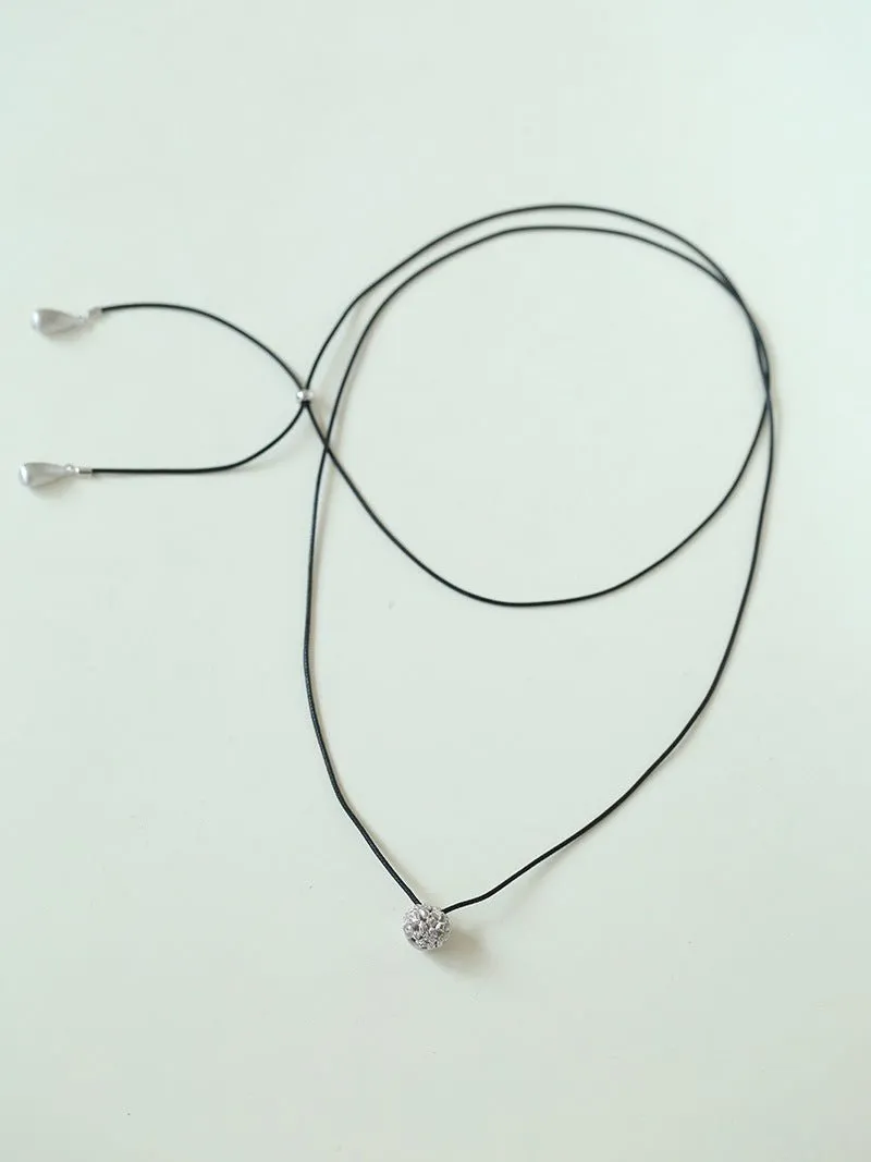 Carat Series Black Leather Cord Carat Pendant Necklace
