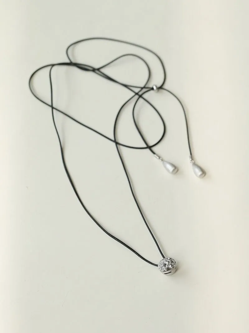 Carat Series Black Leather Cord Carat Pendant Necklace