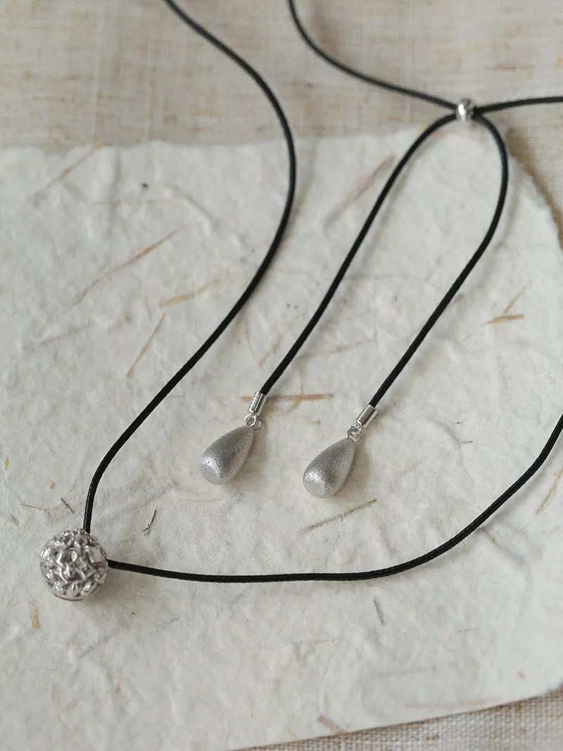 Carat Series Black Leather Cord Carat Pendant Necklace