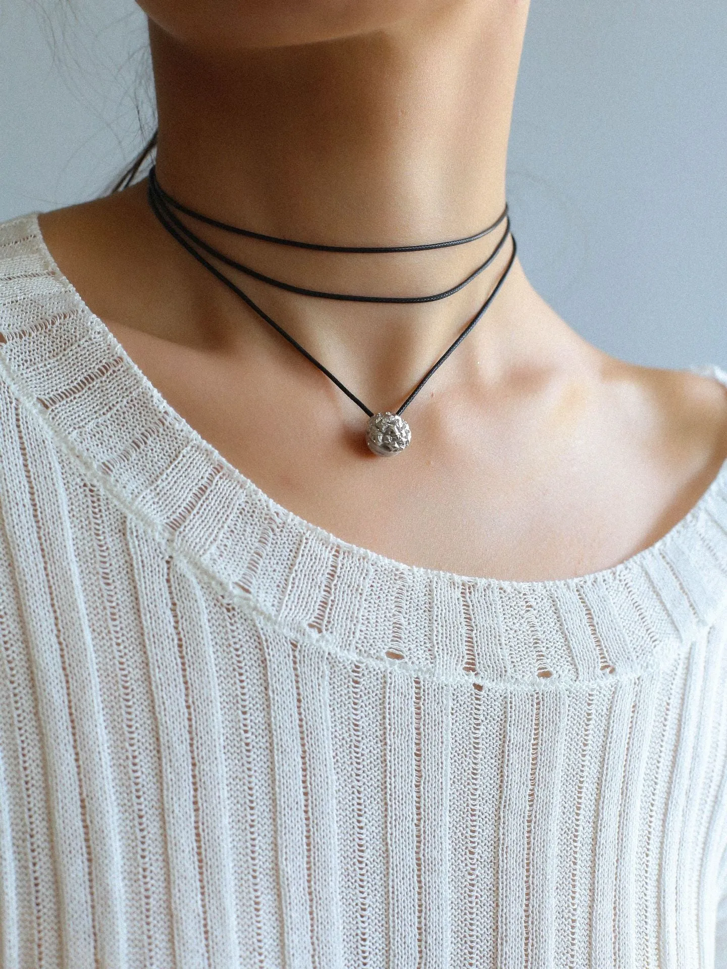 Carat Series Black Leather Cord Carat Pendant Necklace